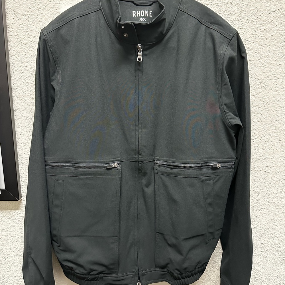 RHONE Black Bomber Jacket, Sized Small
